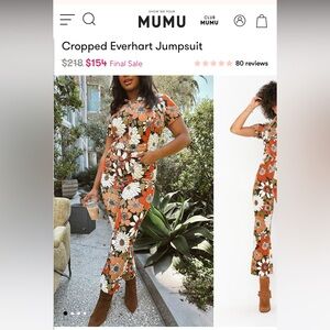 Show me your mumu cropped everhart jumpsuit